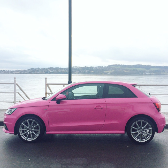traveling solo - pink car