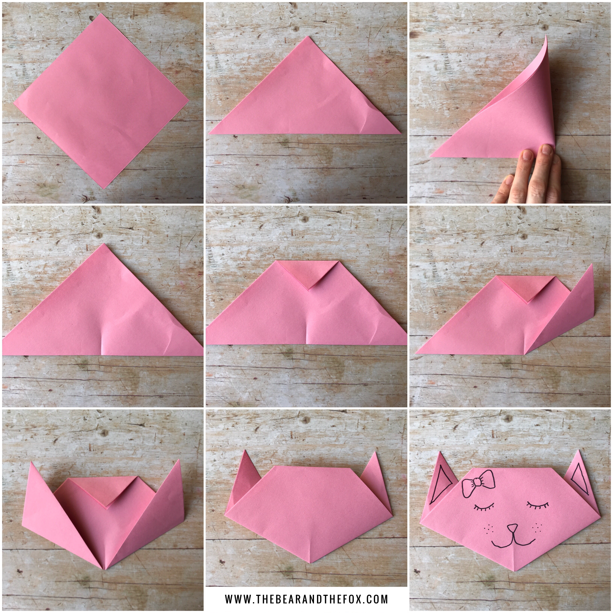 Easy Peasy Origami Cat Tutorial The Bear The Fox