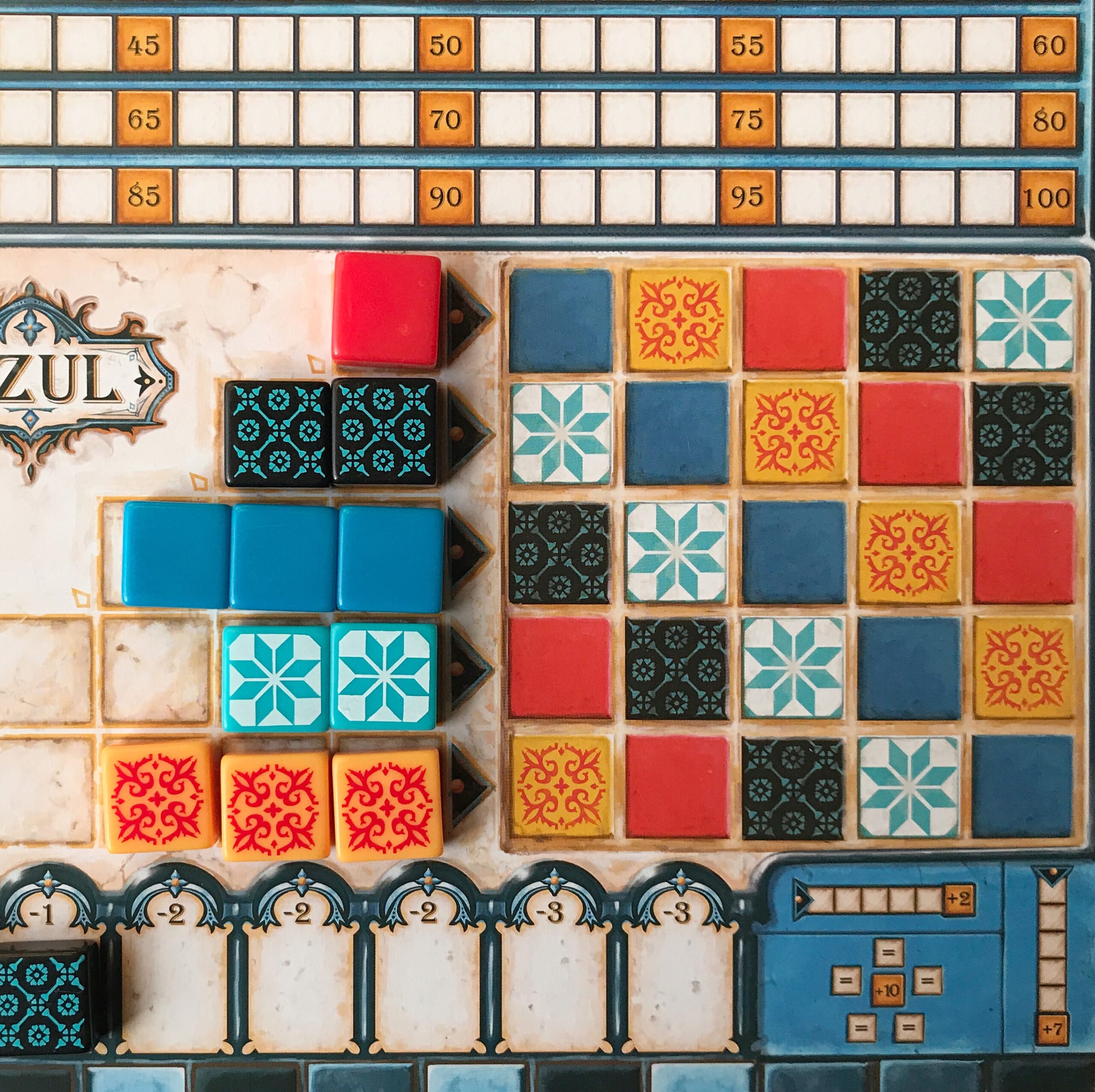 Azul board game rows The Bear & The Fox