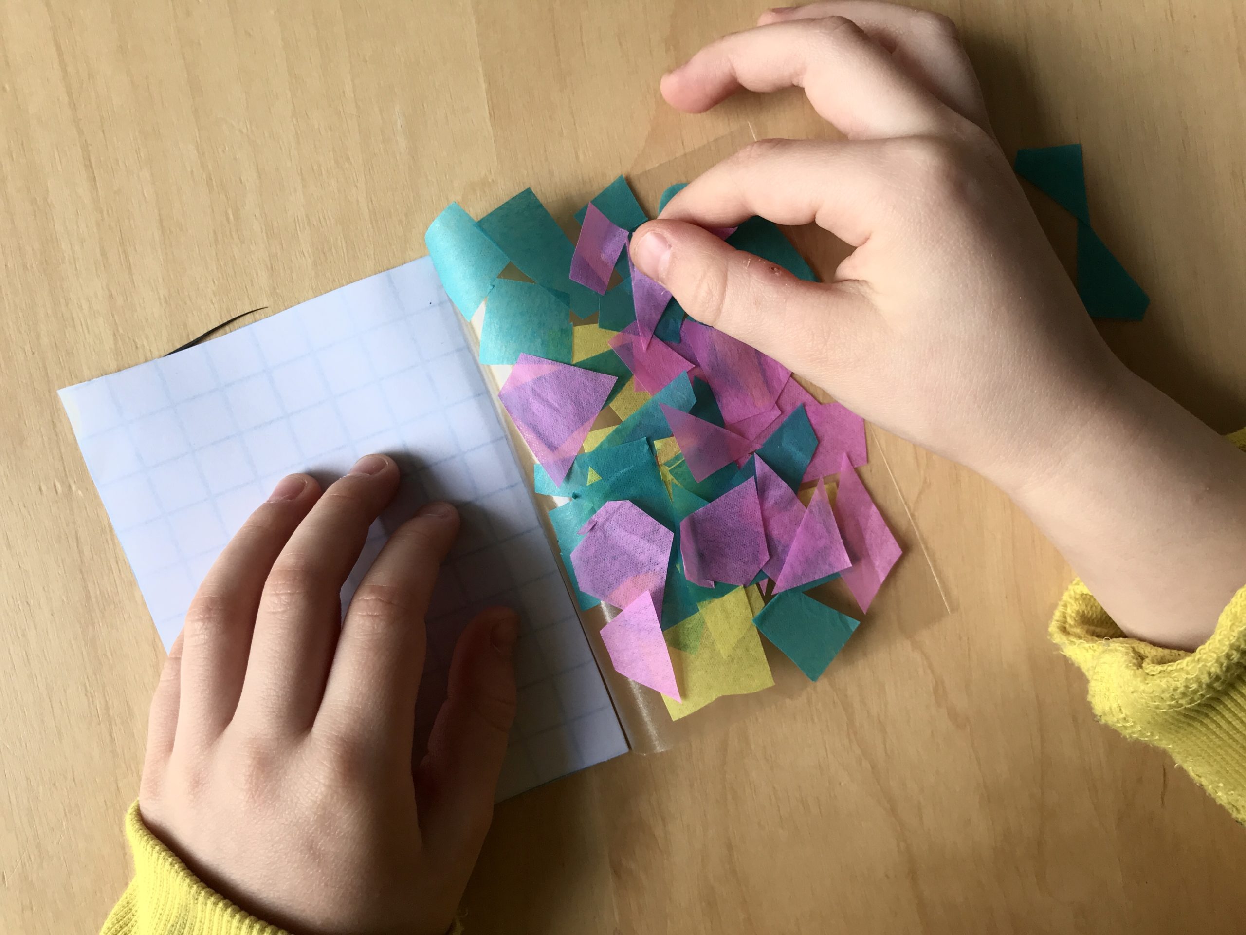 Stained Glass Easter Eggs adding tissue paper 02 The Bear & The Fox
