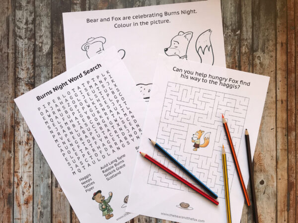 Burns Night Free Printable Activity Pack – The Bear &amp; The Fox