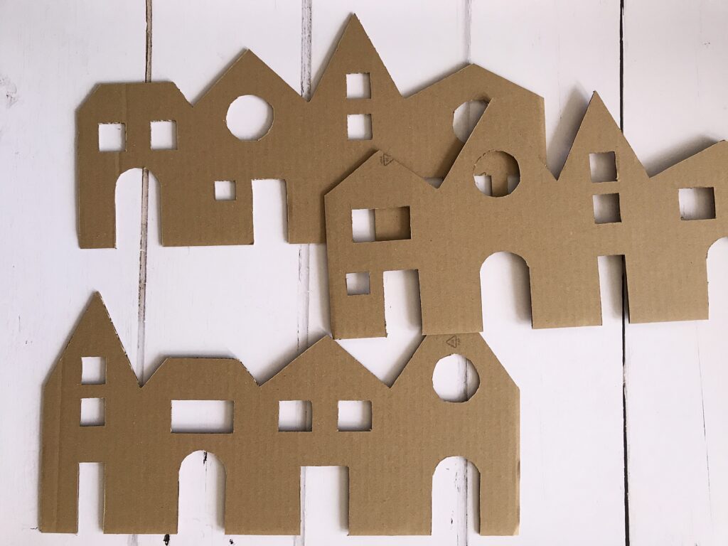 DIY Recycled Cardboard Christmas Gingerbread House Village