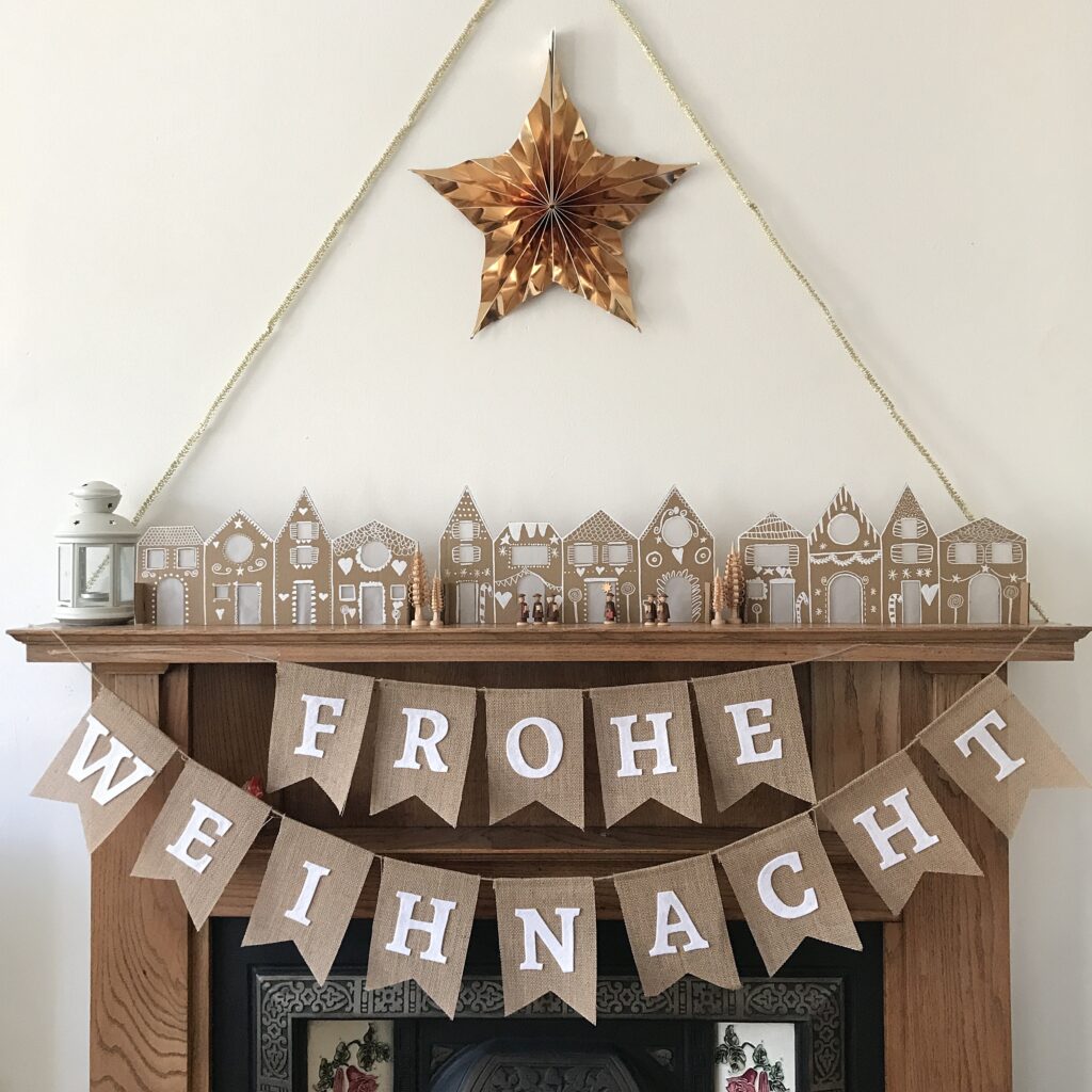 DIY Recycled Cardboard Christmas Gingerbread House Village