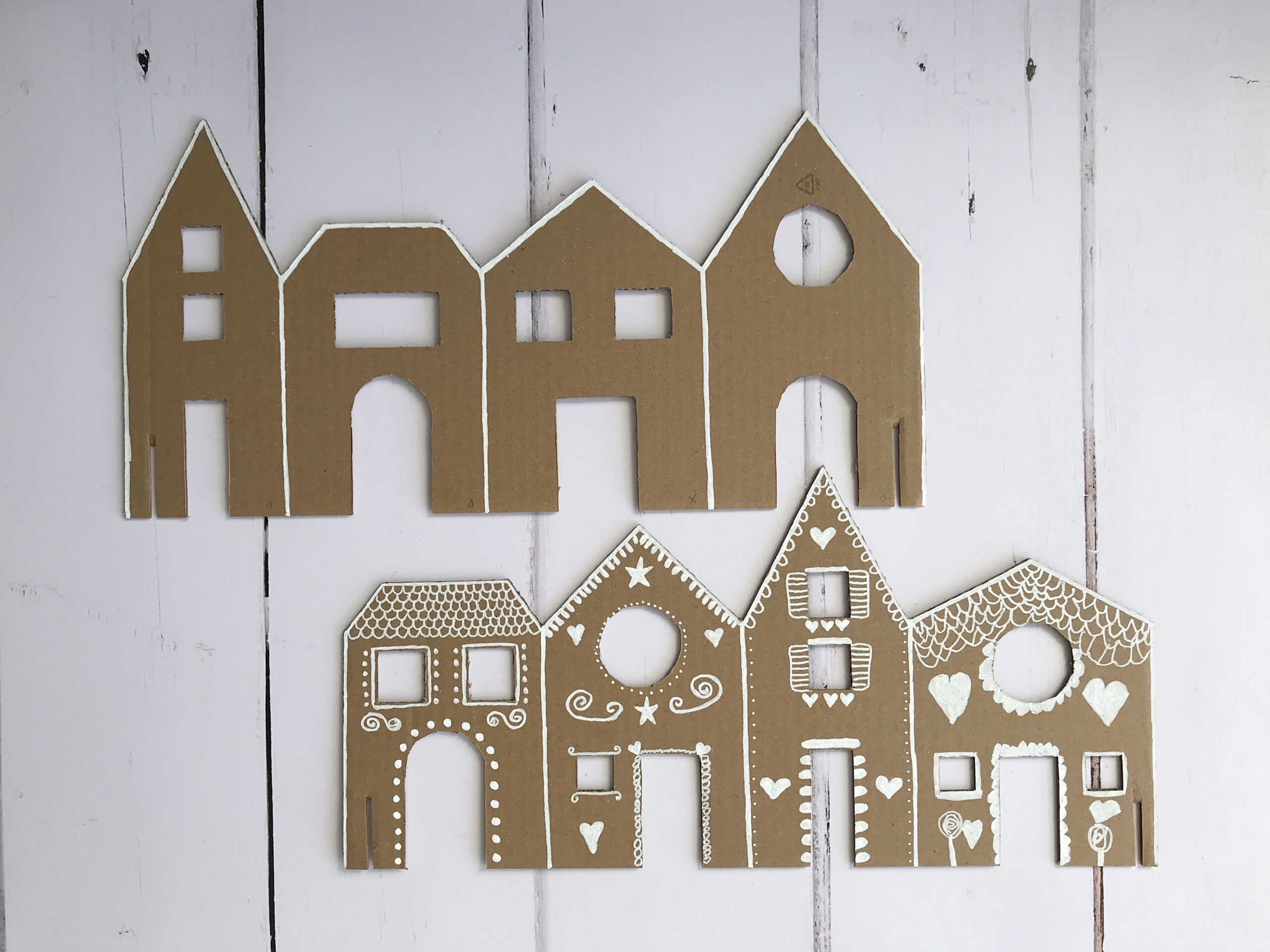 DIY Recycled Cardboard Christmas Gingerbread House Village