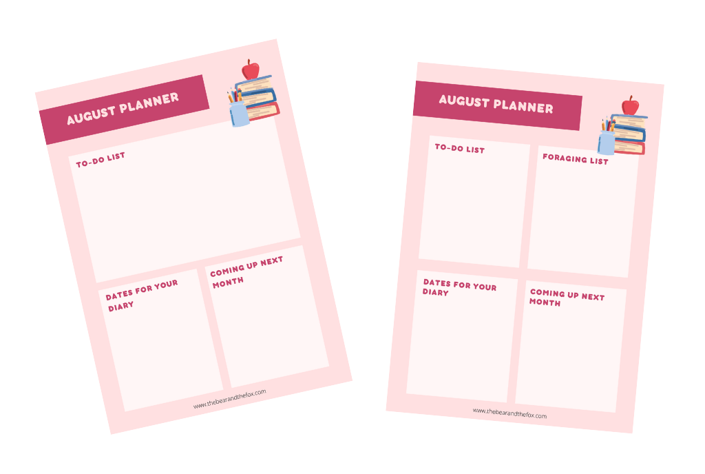 preview of free printable planner for August