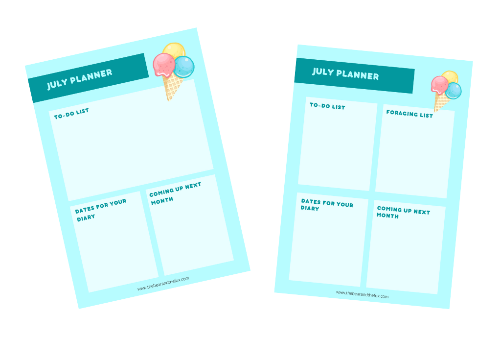 preview of free printable planner for July