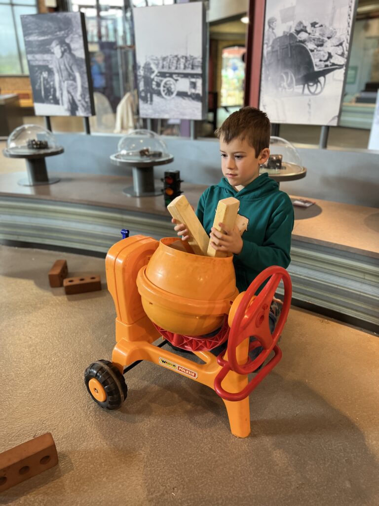 Summerlee Museum playing with bricks